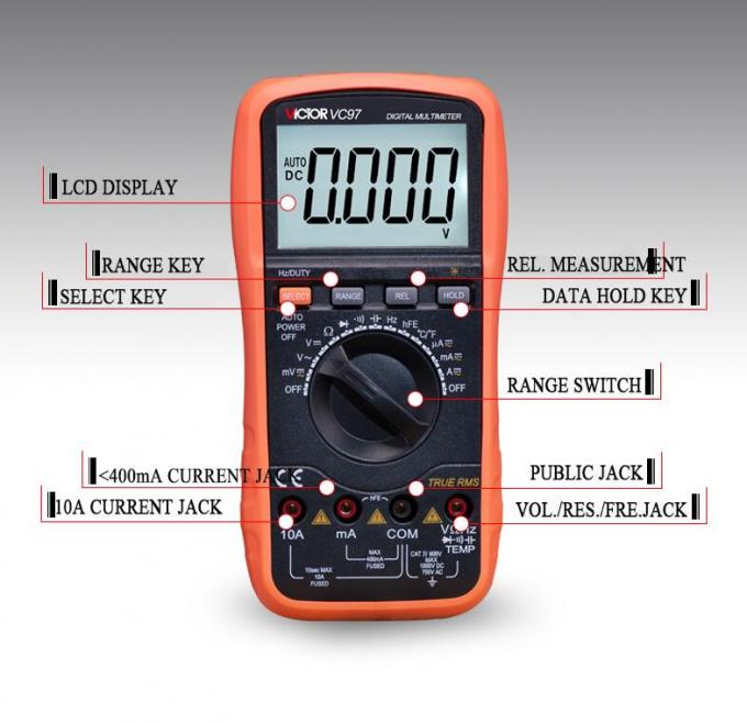VC97 VICTOR Digital Multimeter LCD Display