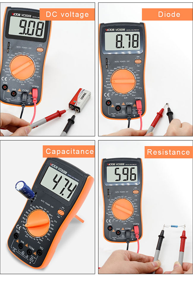 VC9208 Manual Range Digital Multimeter LCD Display With Backlight