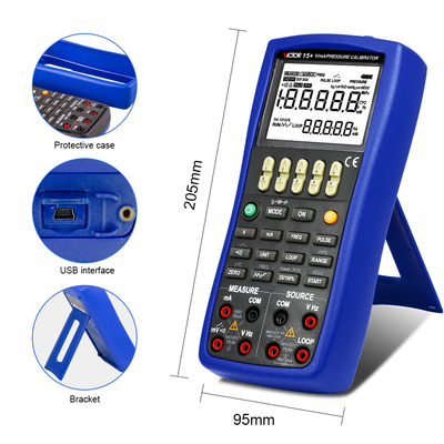 VICTOR15+ Multifunction Process Calibrator Handheld Battery-Operated Instrument for Measuring and Sourcing Parameters with Pressure Calibration