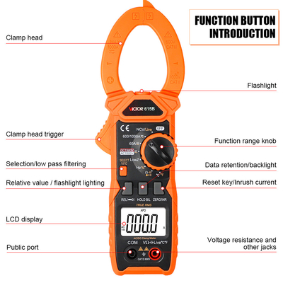 VICTOR 615B DC 1500V 1000A True RMS  AC DC Digital Clamp Multimeter with Live NCV solar energy clamp meter