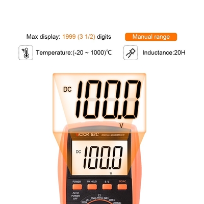 VICTOR 88C Manual Range Digital Multimeter 1999 Counts With True RMS 1000V/20A AC DC With Temperature Frequency