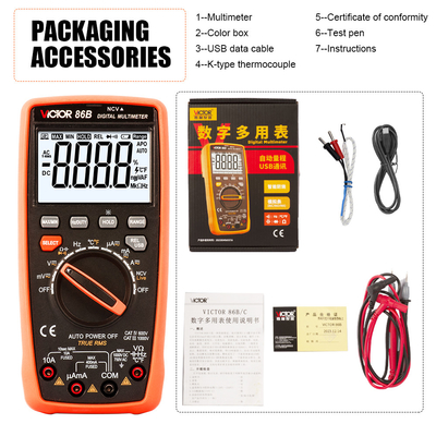 VICTOR 86B 3999 Counts Auto Ranging Digital Multimeter With Usb Output LCD Display New USB Multimeter