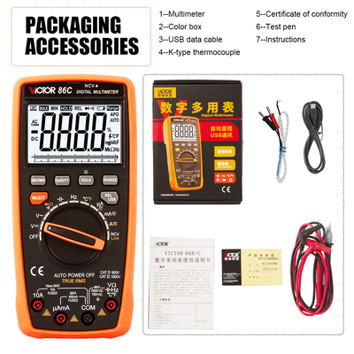 VICTOR 86C 3999 Counts Auto Ranging Digital Multimeter With Usb Output LCD Display New USB Multimeter