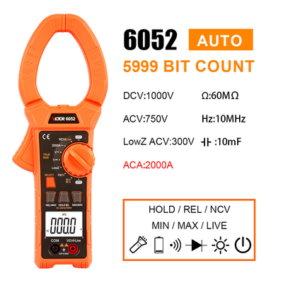 AC digital clamp meter New 6052 clamp meters 5999 AC2000A with Max/Min NCV V.F.C multimeter clamp meter