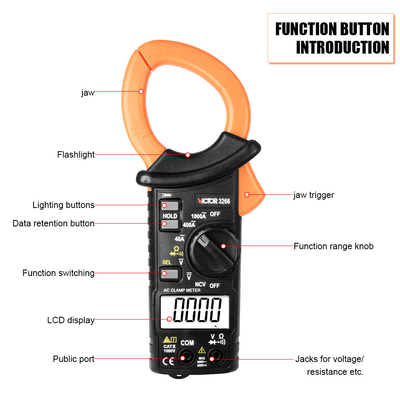 VICTOR 3266 HIGH-PRECISION DIGITAL CLAMP METER  large screen display maximum display 4000 word height 15m