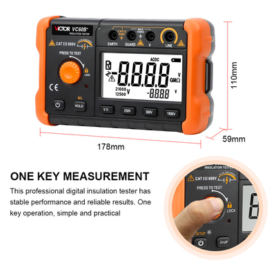 VICTOR VC60B+ Digital Insulation Resistance Tester High-definition LCD screen 5000 words display clear handwriting