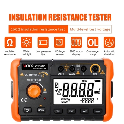 VICTOR VC60B+ Digital Insulation Resistance Tester High-definition LCD screen 5000 words display clear handwriting