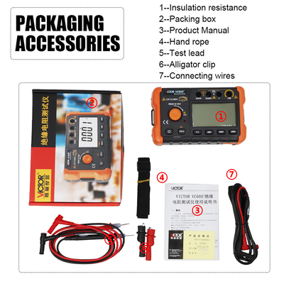 VICTOR 60D+ displays in 2000 digits intelligent micro-insulation tester Short circuit measurement current more than 1 mA