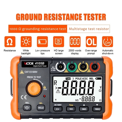 VICTOR 4105B intelligent multifunctional grounding testing instrument with High definition LCD display screen