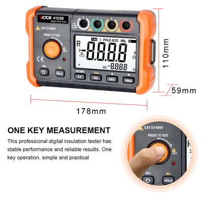 VICTOR 4105B intelligent multifunctional grounding testing instrument with High definition LCD display screen