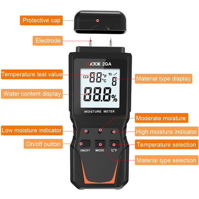 VICTOR 2GA Digital Wood Moisture Meter Handheld Humidity Meter