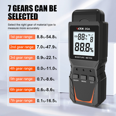 VICTOR 2GA Digital Wood Moisture Meter Handheld Humidity Meter