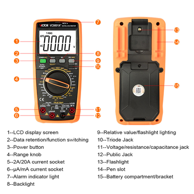 VICTOR VC9808+ digital Multimeter 2000uF capacimeter 10MHz Frequency temperature and inductance measuring with LCR teste