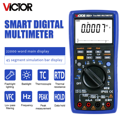 VICTOR 98A+ VICTOR Digital Multimeter 22000 counts display auto range multimeter with USB