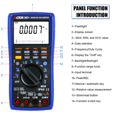 VICTOR 98C+ wireless Digital Multimeter 22000 counts display auto range multimeter