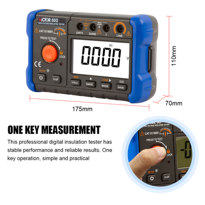 VICTOR60H Display Digital Insulation Tester 1000V With Data Recording Megohmmeter