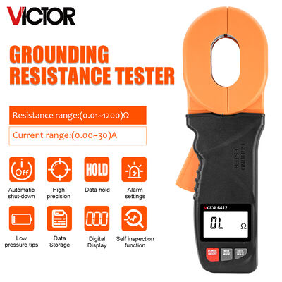 6V DC Clamp Type Digital Earth Resistance Tester 30A 1300Ω 32mm