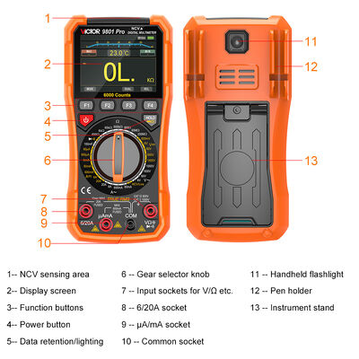 VICTOR 9801Pro Digital Multimeter with TFT screen 6000 counts display