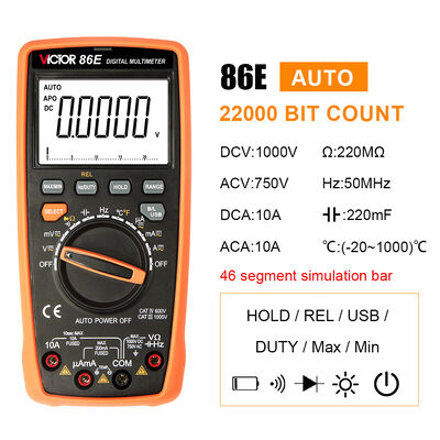 22000 Counts Digital Auto Range Multimeter LCD Display VICTOR 86E