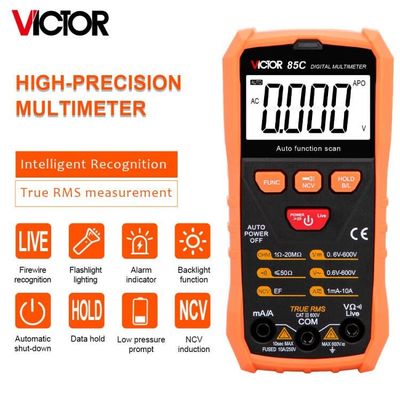 Small VICTOR 85C 3 1/2 Digits NCV True RMS Digital Multimeter 1999 Counts