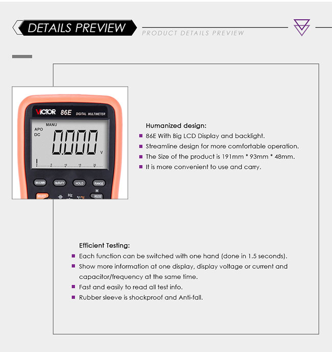 USB Interface High Accuracy Digital Multimeter Instrument 22000 Counts