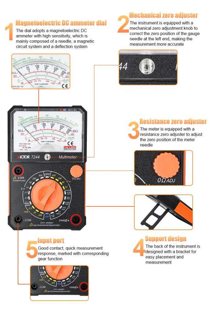VICTOR 3021 Portable Commercial Electric Analog Multimeter 6 Portable Commercial Electric Analog Multimeter Tester For Small Current Circuits 4