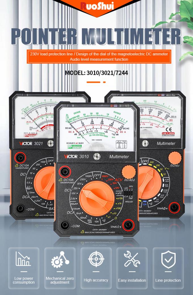 VICTOR 3021 Portable Commercial Electric Analog Multimeter 9 Portable Commercial Electric Analog Multimeter Tester For Small Current Circuits 7