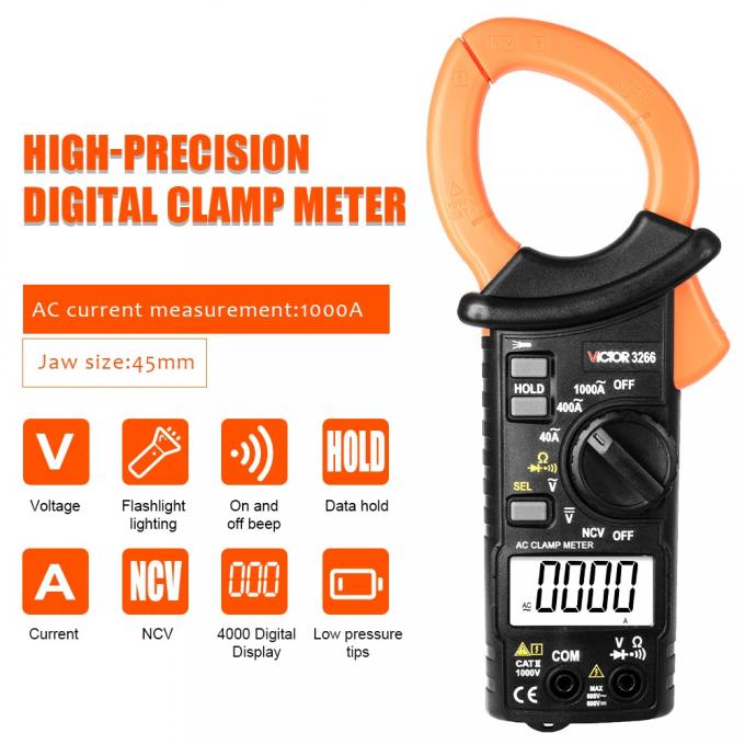 VICTOR 3266 HIGH-PRECISION DIGITAL CLAMP METER large screen display maximum display 4000 word height 15m 0