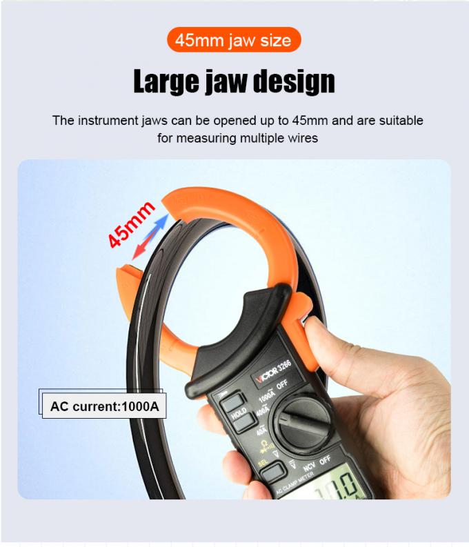VICTOR 3266 HIGH-PRECISION DIGITAL CLAMP METER large screen display maximum display 4000 word height 15m 8
