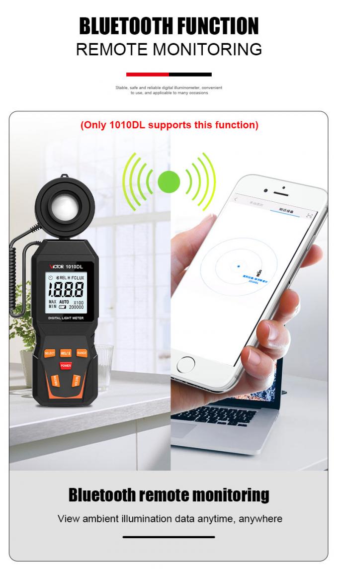 VICTOR 1010D+ Digital Light Meter Lux meter 0~200000lux cheap light illuminance lux meter for LED 9