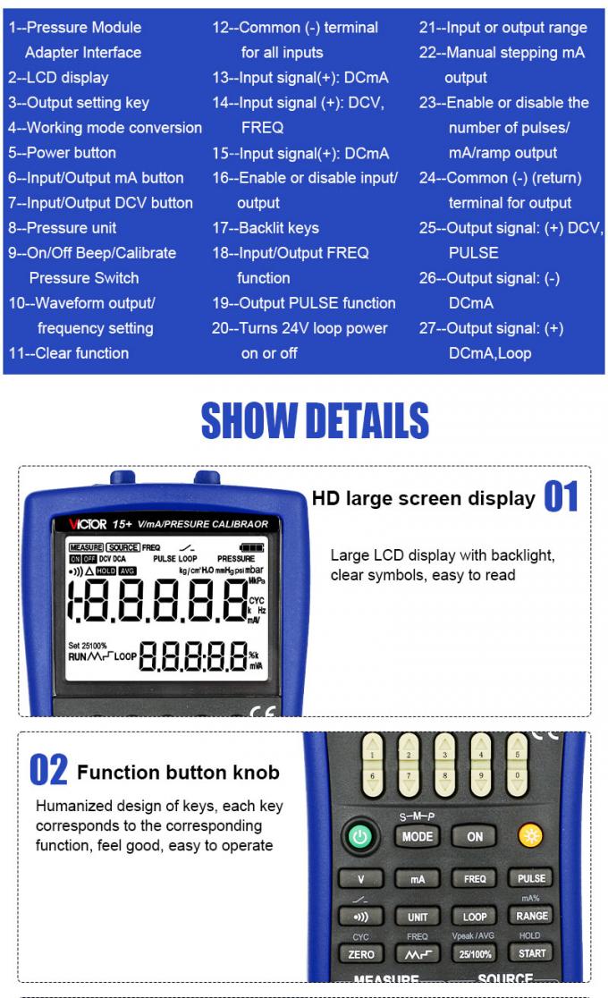 VICTOR15+ Multifunction Process Calibrator Handheld Battery-Operated ...